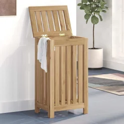 vidaXL Wasmand Naturel Massief Teakhout