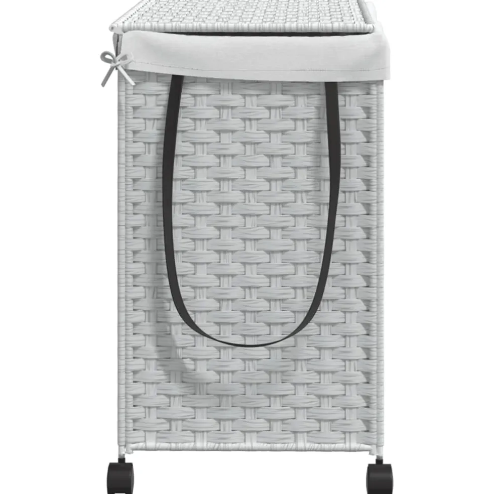 vidaXL Wasmand op wielen 60x35x60,5 cm rattan wit