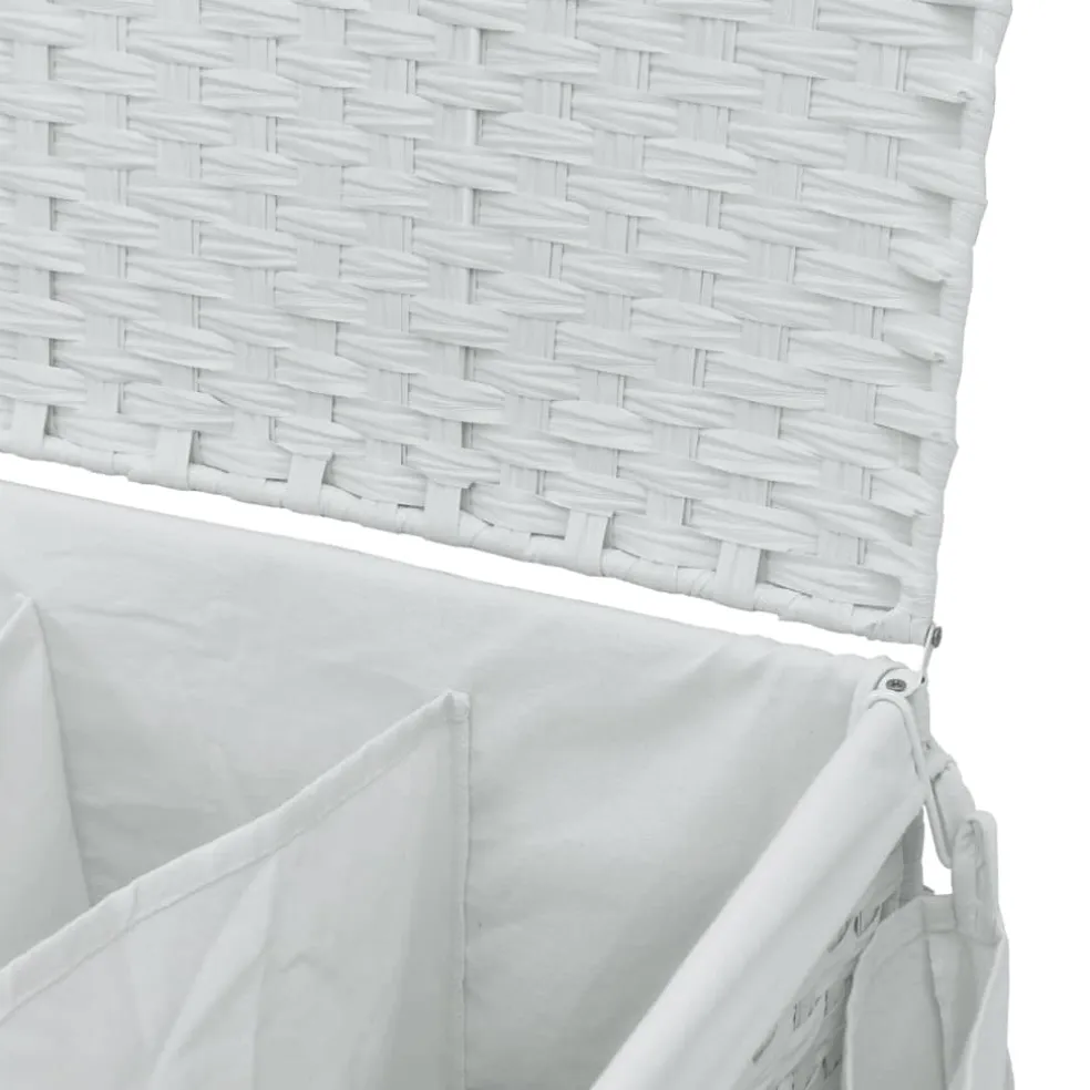 vidaXL Wasmand op wielen 60x35x60,5 cm rattan wit