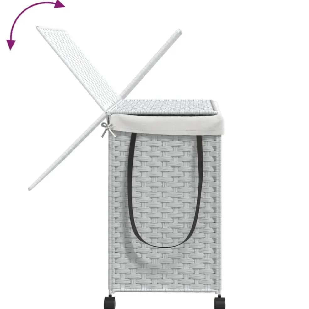 vidaXL Wasmand op wielen 60x35x60,5 cm rattan wit
