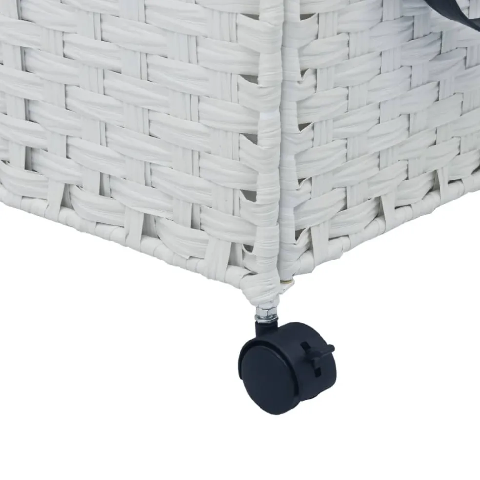 vidaXL Wasmand op wielen 60x35x60,5 cm rattan wit