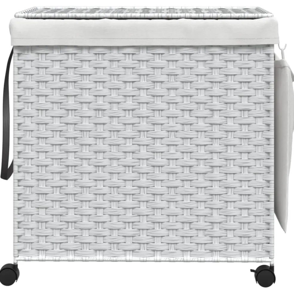 vidaXL Wasmand op wielen 60x35x60,5 cm rattan wit