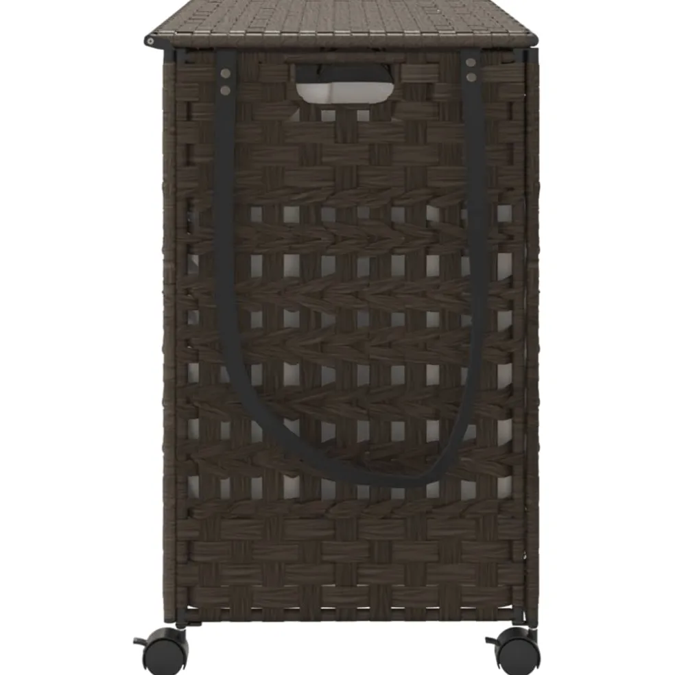 vidaXL Wasmand op wielen 66x35x60 cm rattan donkerbruin