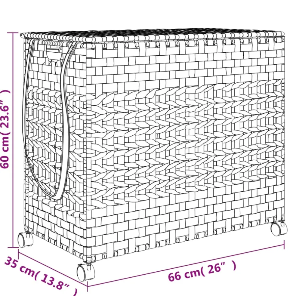 vidaXL Wasmand op wielen 66x35x60 cm rattan