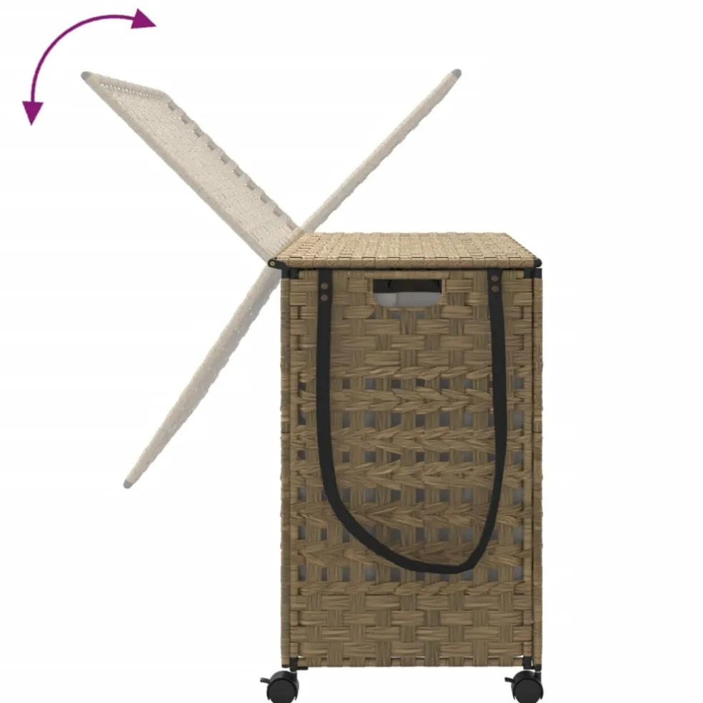 vidaXL Wasmand op wielen 66x35x60 cm rattan