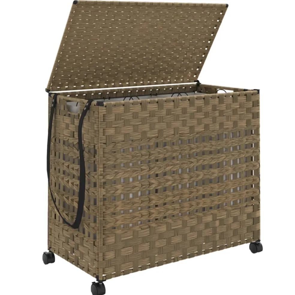 vidaXL Wasmand op wielen 66x35x60 cm rattan
