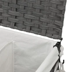vidaXL Wasmand op wielen 60x35x60,5 cm rattan grijs