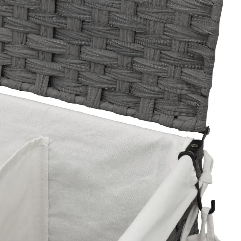 vidaXL Wasmand op wielen 60x35x60,5 cm rattan grijs