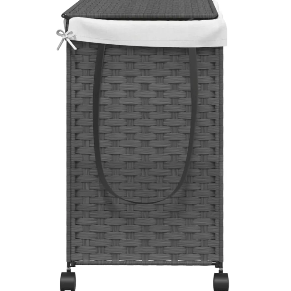 vidaXL Wasmand op wielen 60x35x60,5 cm rattan grijs