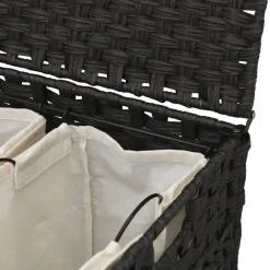 vidaXL Wasmand op wielen 66x35x60 cm rattan zwart