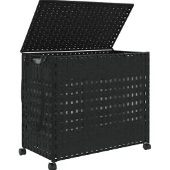 vidaXL Wasmand op wielen 66x35x60 cm rattan zwart