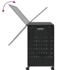 vidaXL Wasmand op wielen 66x35x60 cm rattan zwart