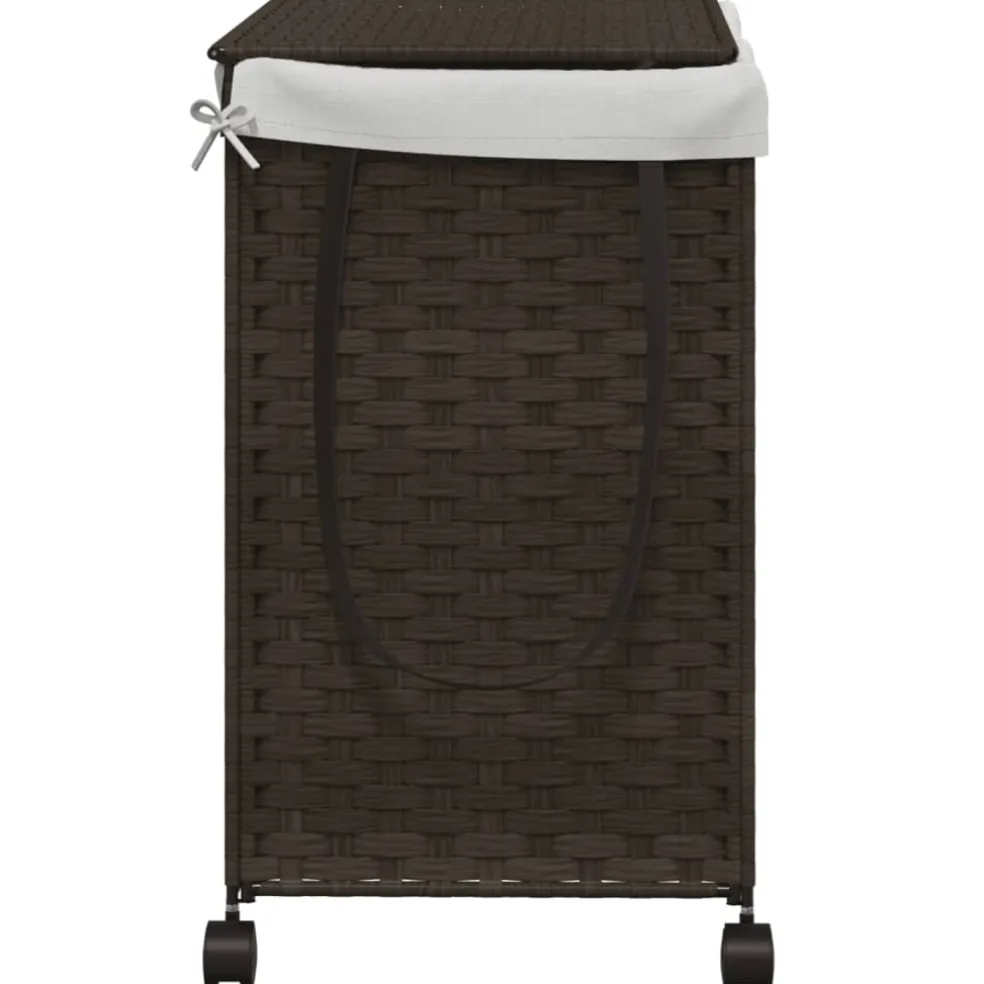 vidaXL Wasmand op wielen 60x35x60,5 cm rattan donkerbruin
