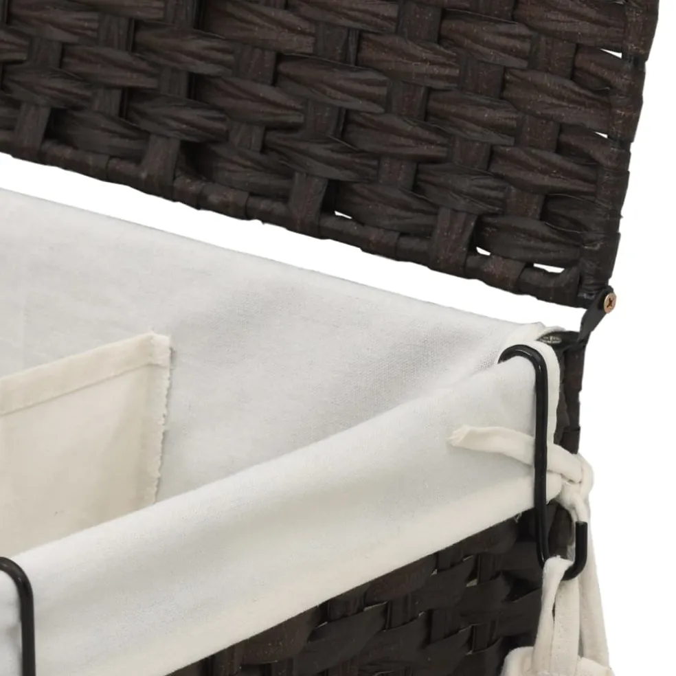 vidaXL Wasmand op wielen 60x35x60,5 cm rattan donkerbruin