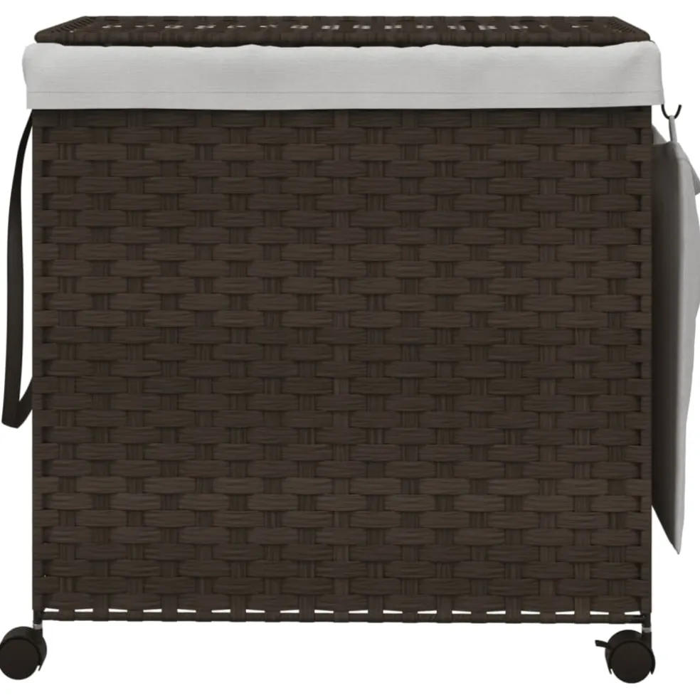 vidaXL Wasmand op wielen 60x35x60,5 cm rattan donkerbruin