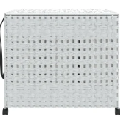 vidaXL Wasmand op wielen 66x35x60 cm rattan wit