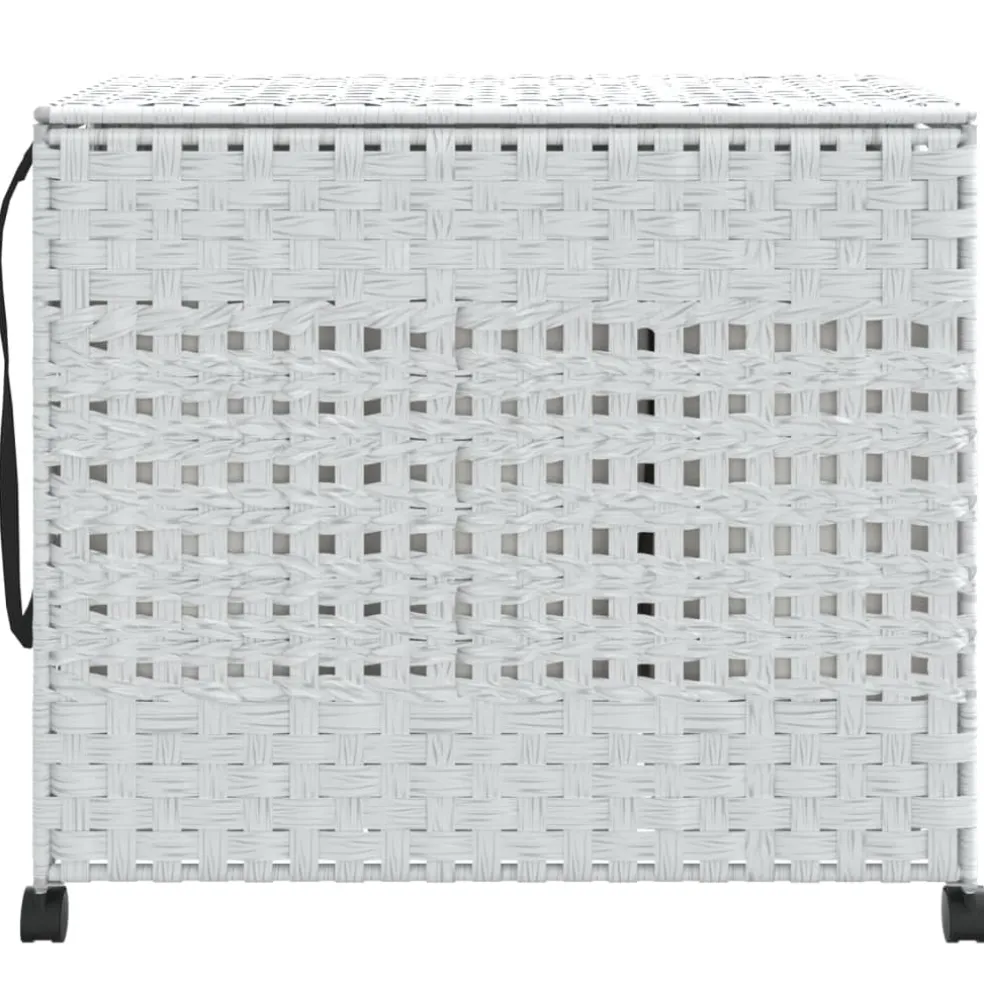 vidaXL Wasmand op wielen 66x35x60 cm rattan wit