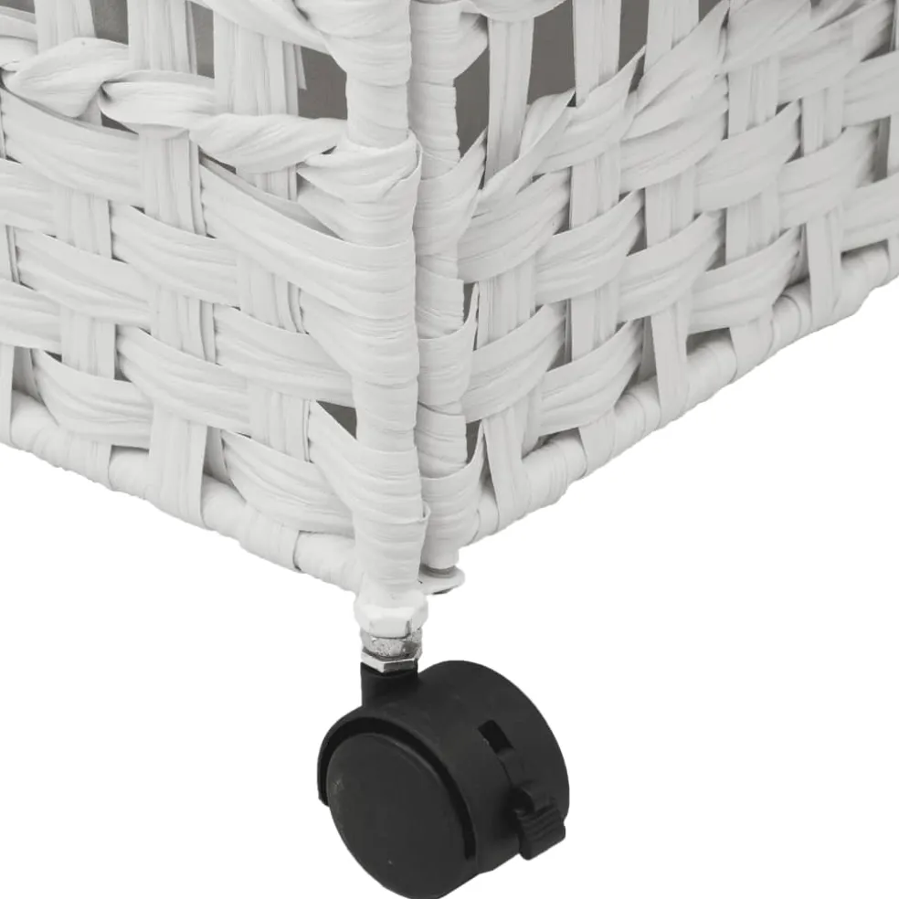 vidaXL Wasmand op wielen 66x35x60 cm rattan wit