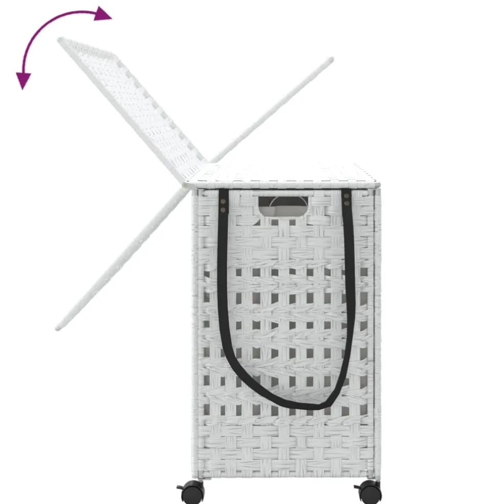 vidaXL Wasmand op wielen 66x35x60 cm rattan wit