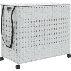 vidaXL Wasmand op wielen 66x35x60 cm rattan wit