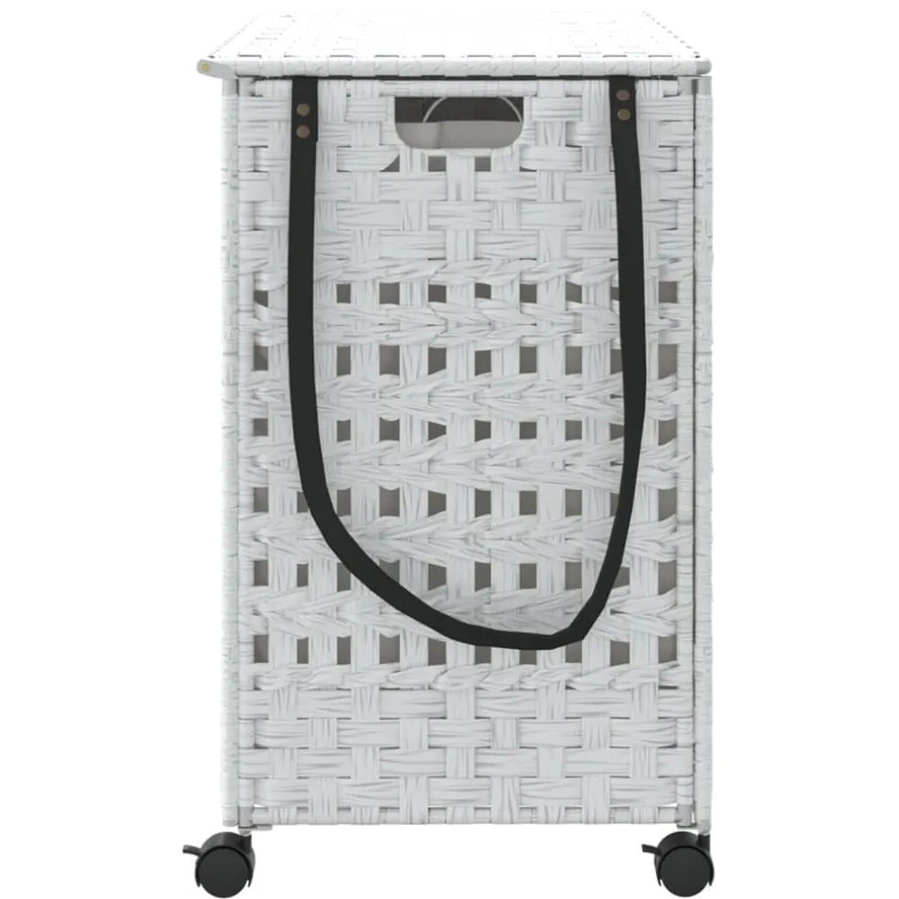 vidaXL Wasmand op wielen 66x35x60 cm rattan wit