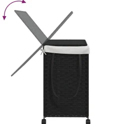 vidaXL Wasmand op wielen 60x35x60,5 cm rattan zwart