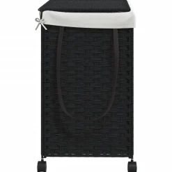 vidaXL Wasmand op wielen 60x35x60,5 cm rattan zwart