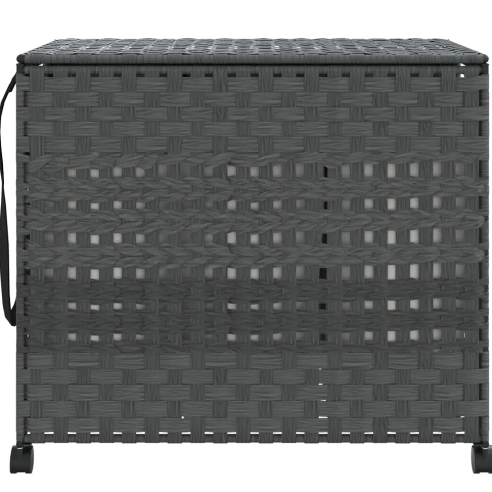 vidaXL Wasmand op wielen 66x35x60 cm rattan grijs