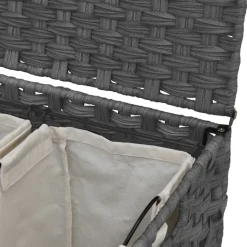 vidaXL Wasmand op wielen 66x35x60 cm rattan grijs