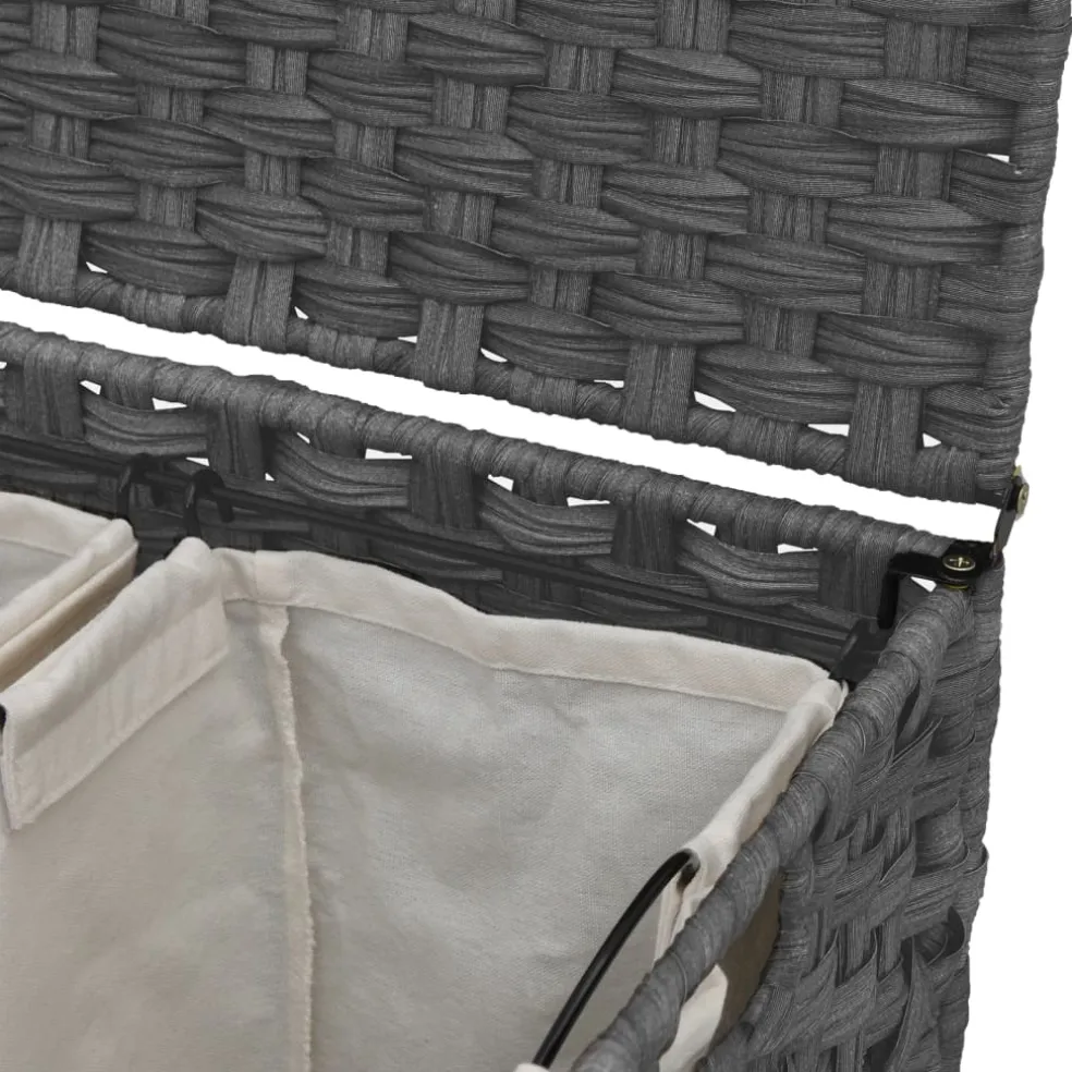 vidaXL Wasmand op wielen 66x35x60 cm rattan grijs