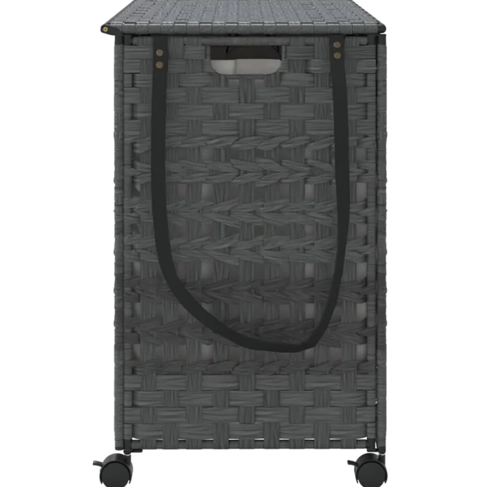vidaXL Wasmand op wielen 66x35x60 cm rattan grijs