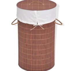 vidaXL Wasmand rond bamboe bruin