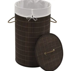 vidaXL Wasmand rond bamboe donkerbruin