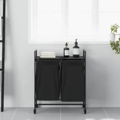 vidaXL Wasmand 3 vakken met planken sonoma eikenkleurig