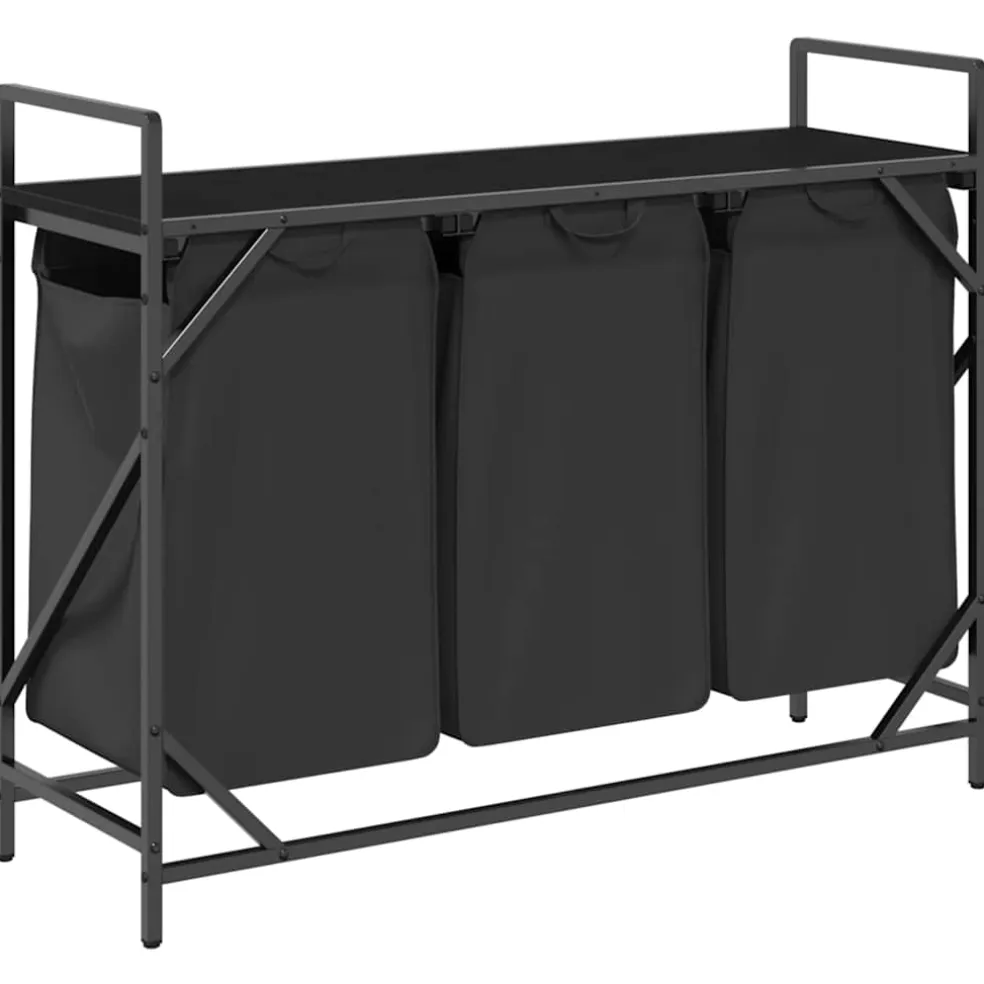 vidaXL Wasmand 3 vakken met plank zwart eikenkleurig
