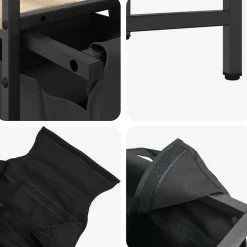 vidaXL Wasmand 3 vakken met planken zwart eikenkleurig