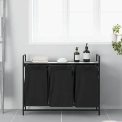 vidaXL Wasmand 3 vakken met plank grijs sonoma eiken
