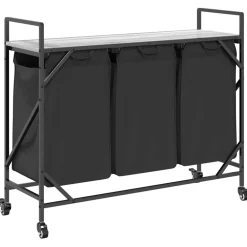 vidaXL Wasmand 3 vakken met planken grijs sonoma eiken