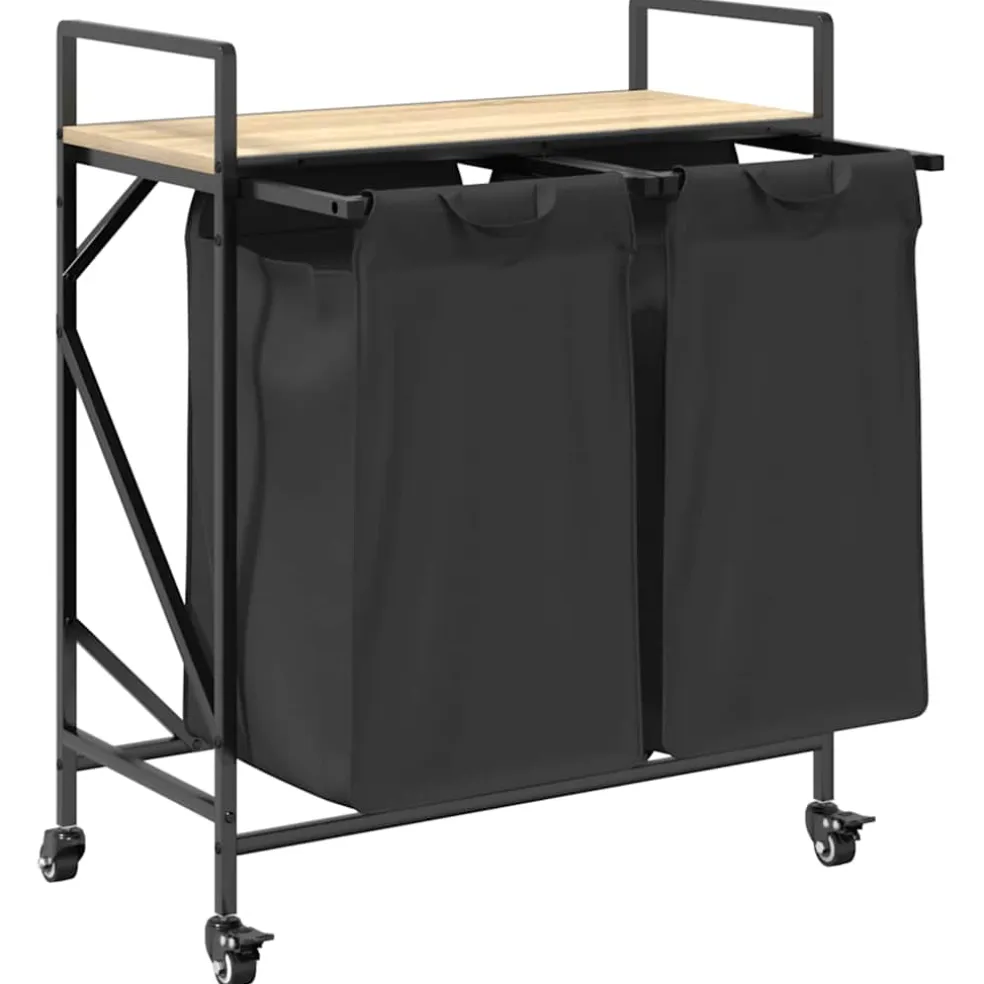 vidaXL Wasmand 2 vakken met plank grijs sonoma eiken