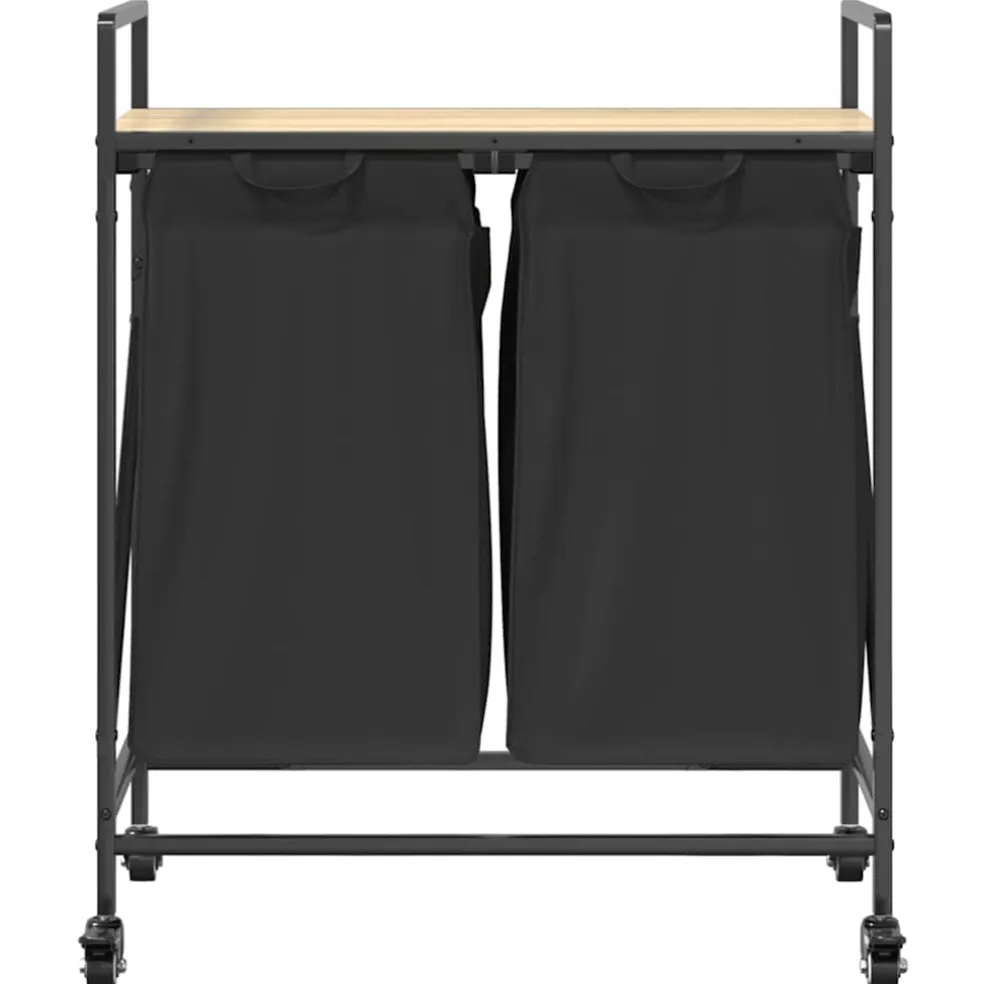 vidaXL Wasmand 2 vakken met plank grijs sonoma eiken