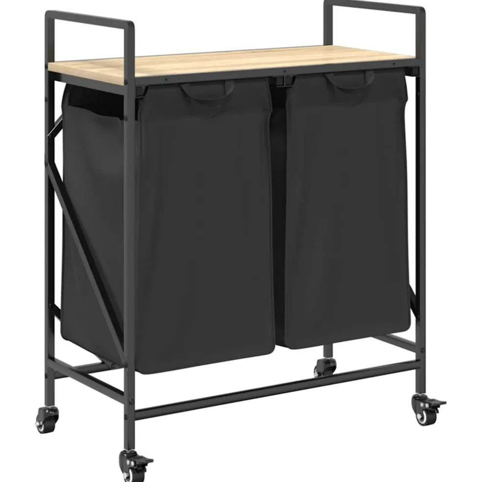 vidaXL Wasmand 2 vakken met plank grijs sonoma eiken