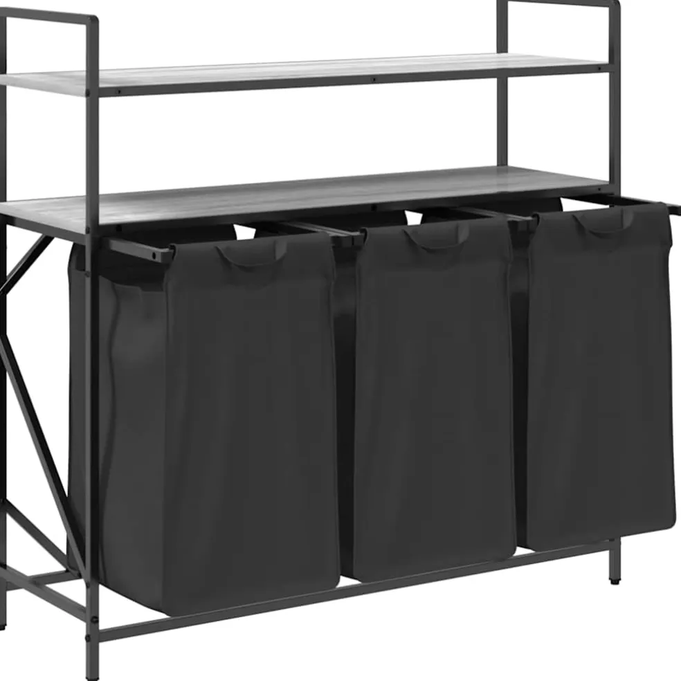 vidaXL Wasmand 3 vakken met planken grijs sonoma eiken