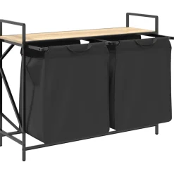 vidaXL Wasmand 2 vakken met plank sonoma eikenkleurig