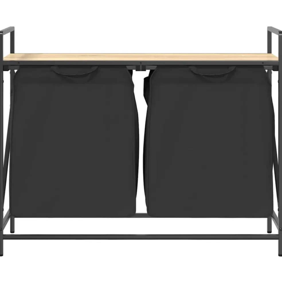 vidaXL Wasmand 2 vakken met plank sonoma eikenkleurig