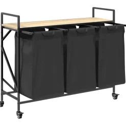 vidaXL Wasmand 3 vakken met planken sonoma eikenkleurig