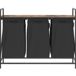 vidaXL Wasmand 3 vakken met plank gerookt eikenkleurig