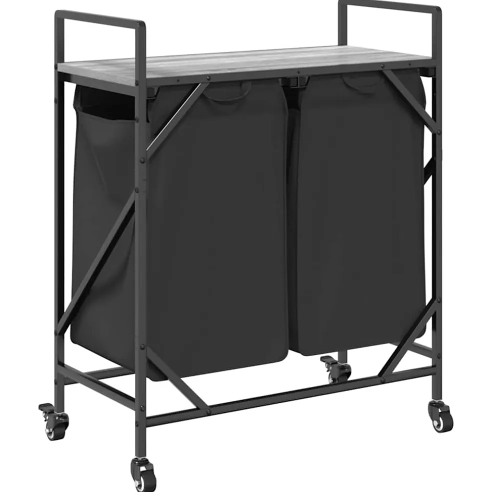 vidaXL Wasmand 2 vakken met planken grijs sonoma eiken