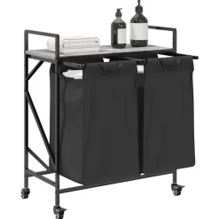vidaXL Wasmand 2 vakken met planken grijs sonoma eiken