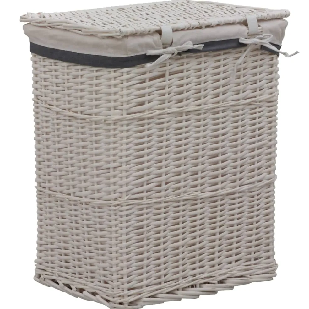 vidaXL Wasmand wilgen wit