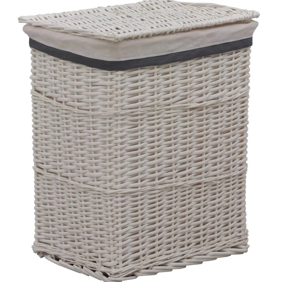 vidaXL Wasmand wilgen wit